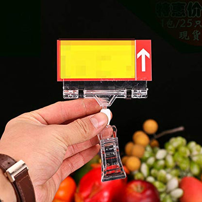 Lasenersm 6-Piece Plastic Rotatable Double Clip Merchandise Sign Display - Transparent, 4.33*3.15 Inch, Business Card Sign Holders