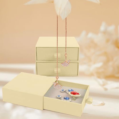 Jewelry Gift Box, 12-Pack Necklace Gift Box Drawer Jewelry Box Bangle Necklace Case For Earrings & Rings, Stylish Necklace Bracelet Organizer, 3.5 x 3.5 x 1.25 Inches (Off-White) - color: Off-White