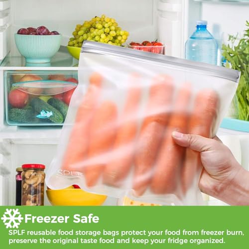 SPLF 6 Pack Reusable Gallon Freezer Bags Dishwasher Safe, Gray - color: Gray, size: 6 Pack-6 Gallon
