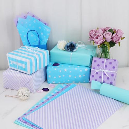 BEISHIDA 100 Sheets Blue Purple Tissue Paper Bulk for Gift Wrapping Bags - color: bluepurple100