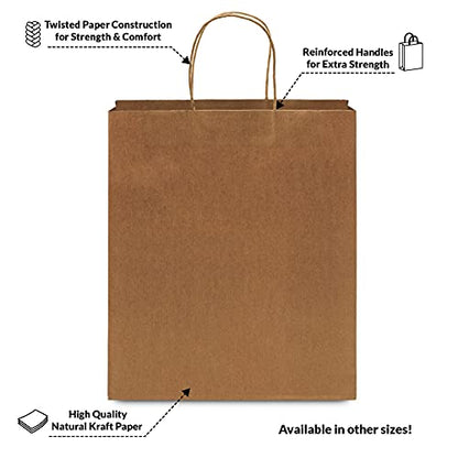 Prime Line Packaging Shopping Bags with Handles, 10x6.75x12 inches, 50 Pack - size: 10x6.75x12 Inch