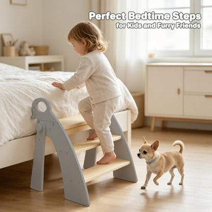 Step Stool for Toddlers & Kids, Bathroom Sink, 3-Step Foldable, Gray - color: 3 Step Grey