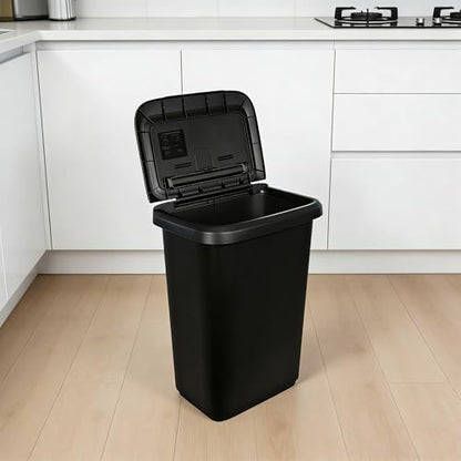 Kitchen Trash Can 20.4 Gallon, Dual Compartment Garbage & Recycling Bin with Lift Top Lid, Plastic Wastebasket for Kitchen, Office, Home - Black