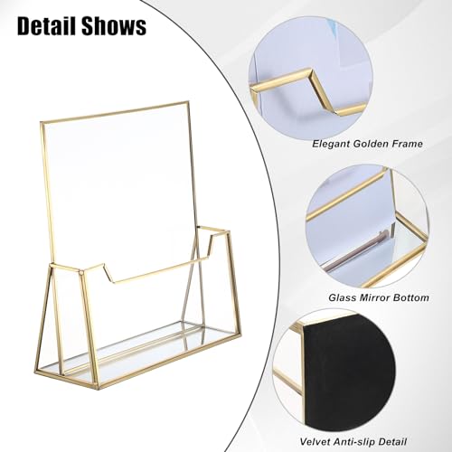 BTSKY Golden Glass Brochure Holder 8.5 x 11 Inches, Trifold Flyer Holder