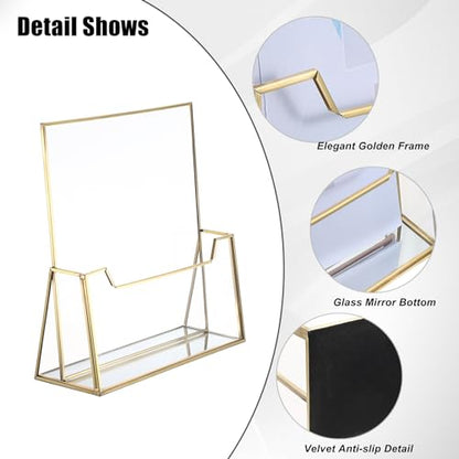 BTSKY Golden Glass Brochure Holder 8.5 x 11 Inches, Trifold Flyer Holder