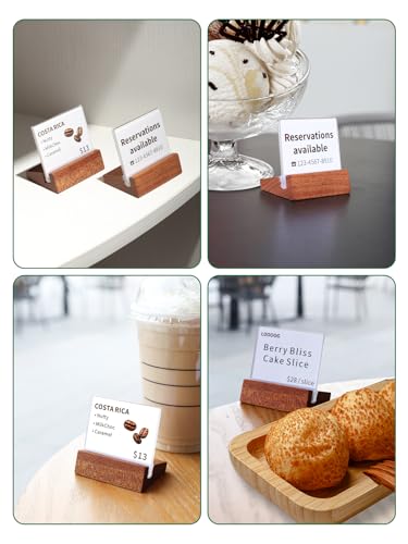 6 Pack Mini Acrylic Sign Holder with Wood Base 2.36x1.97 Inch - size: 2.36*1.97