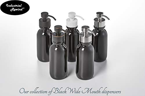 Black Glass Soap Dispenser with Wide Mouth Black Metal Pump - 16oz Glass Jar Lotion Bottle by Industrial Rewind (Black WM/Black) - color: Black Wm/Black