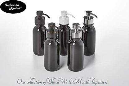 Black Glass Soap Dispenser with Wide Mouth Black Metal Pump - 16oz Glass Jar Lotion Bottle by Industrial Rewind (Black WM/Black) - color: Black Wm/Black