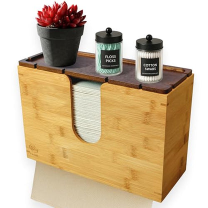 eBun Bamboo Paper Towel Dispenser with Removable Wooden Lid Tray, Bamboo - color: Bamboo