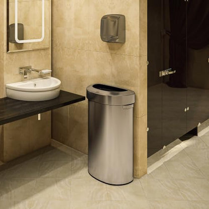 iTouchless 23 Gallon / 87 L Stainless Steel Open Trash Can/Recycle Bin - color: Silver 23 Gal Semi-Round