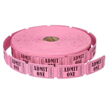 LLIKED 2000 Pink Raffle Tickets 1" x 2" Admit One Single Roll - size: 2000 Pink