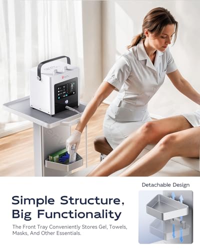 Medical Utility Cart with 4 Swivel Wheels, 100 lbs Capacity for PSP10/PSP15 Shockwave Machines, Beauty, Medical, Office & Home Use Equipment, 15.7x17.3 in Non-Slip Platform & Gel Tray