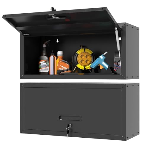 Wall-Mounted Metal Garage Storage Cabinet, Lockable Floating Tool Cabinet - color: Black, size: Floating - 1Door