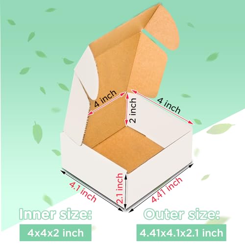 50 pack Small Shipping Box,4x4x2''Corrugated Mailer,YUNSY-BOX Cardboard Box - size: 4X4X2