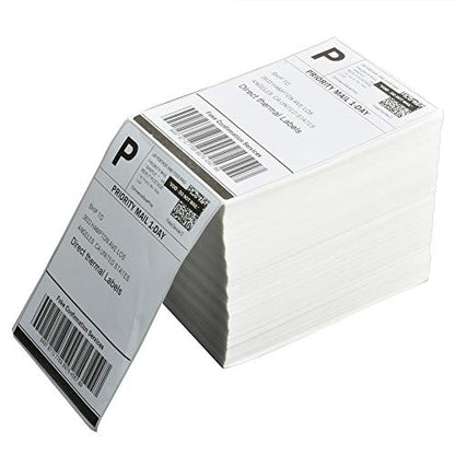 4 Stacks Fanfold 4" x 6" Direct Thermal Labels, 1000 Labels Per Stack, White Perforated Shipping Labels, Permanent-Adhesive, Compatible Zebra, Rollo Thermal Label Printer - size: 4" x 6" - 4000 Labels