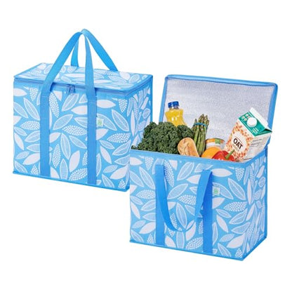 VENO 2 Pack Cooler Bag Insulated Grocery Bags for Food Delivery Heavy Duty - color: Spring Breeze, size: 2 Pack