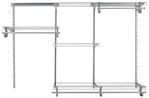 ClosetMaid ShelfTrack Wire Closet Organizer System, Adjustable from 4 to 6 Ft., with Shelves, Clothes Rods, Hardware, Durable Steel, Satin Chrome - color: Satin Chrome, size: 4 ft to 6 ft