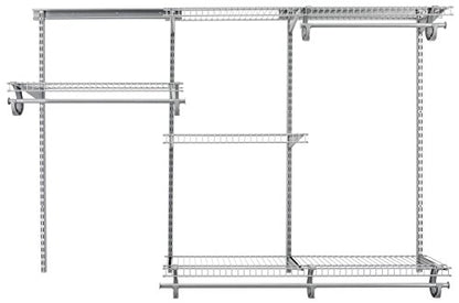 ClosetMaid ShelfTrack Wire Closet Organizer System, Adjustable from 4 to 6 Ft., with Shelves, Clothes Rods, Hardware, Durable Steel, Satin Chrome - color: Satin Chrome, size: 4 ft to 6 ft