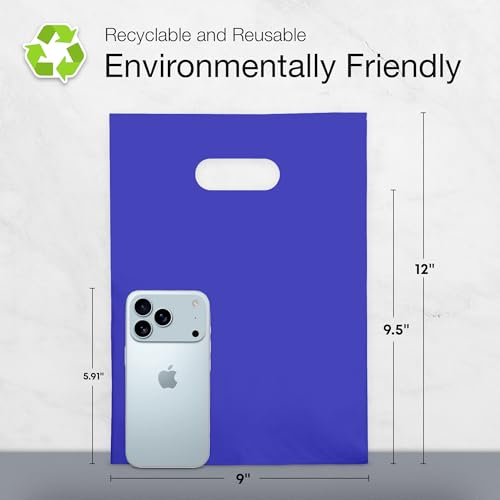 100 Indigo color Plastic Bags With Handles 9x12 Merchandise Bags - color: Indigo