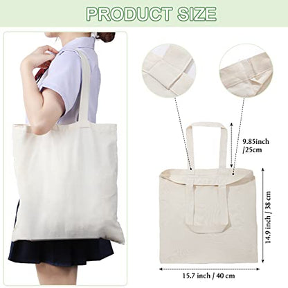 Roowest 60 Pack Canvas Tote Bags Bulk, 16" x 15", Natural Color - color: Natural Color