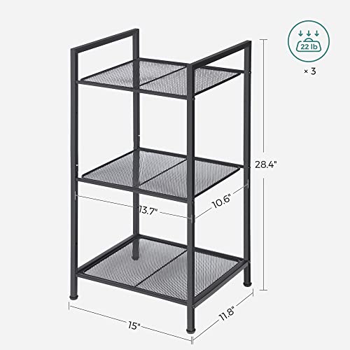 SONGMICS 3-Tier Storage Rack, Bathroom Shelf, Extendable Plant Stand - color: Black, size: 3 Tiers