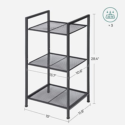 SONGMICS 3-Tier Storage Rack, Bathroom Shelf, Extendable Plant Stand - color: Black, size: 3 Tiers