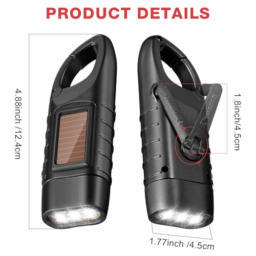 Mudder 4 Pack Hand Crank Solar Flashlight LED Emergency,Black, Red - color: Black, Red