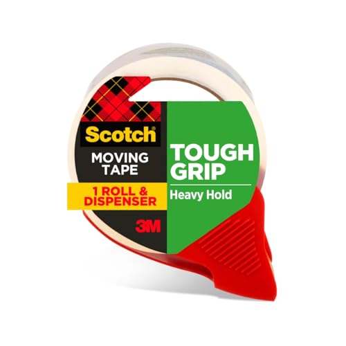 Scotch Tough Grip Moving Packing Tape, Clear, Moving Tape that Secures Boxes up to 80 Pounds, 1.88 in. x 54.6 yd., 1 Tape Roll - size: 1 Roll