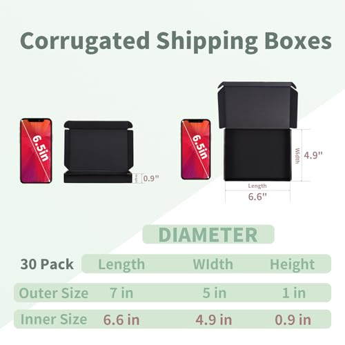 Rempry 30 Pack 7x5x1 Black Shipping Boxes, Small Cardboard Mailer Boxes for Small Business Packaging - color: Black, size: 7X5X1-30 Pack
