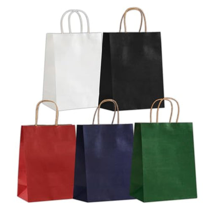 LIHOMR Gift Bags 5.9 "X3.15"X8.25", 50pcs Kraft Paper Bag with Handles - color: Multicolour, size: 8.25 x5.9x3.15 Inch (Pack of 100)