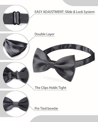 AWAYTR Bow Ties for Men - Pre-Tied Adjustable Tuxedo Style for Wedding - color: Dark Gray