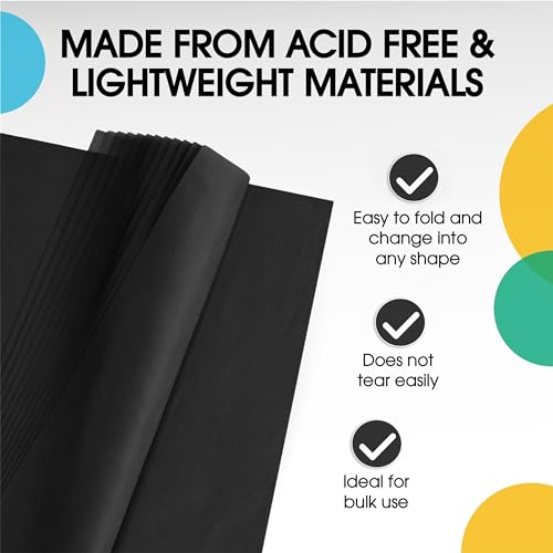 Party Solids Black Tissue Paper for Gift Bags 15" X 20" 480 Sheets - color: Black, size: 15" X 20"