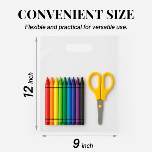 100PCS Clear Plastic Bags with Handles,9x12 Inch - color: 01-Clear, size: 9"x12"