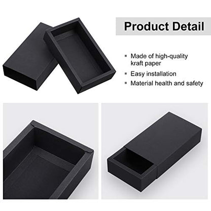 Zonon 30 Pieces Kraft Paper Drawer Box Small Crafts Cardboard Box,Black - color: Black