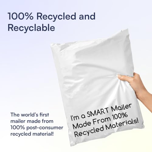 100 Count, 10x13 inch 100% Recycled Poly Mailers Eco Friendly Packaging Envelopes Supplies Mailing Bags 2.5 Mil Thick - SMART Mailer - size: 10" x 13" (100 Mailers)