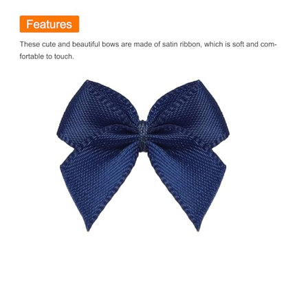 MECCANIXITY Mini Ribbon Bow 1" Mini Fabric Flower Bows Navy 150Pcs - color: Navy