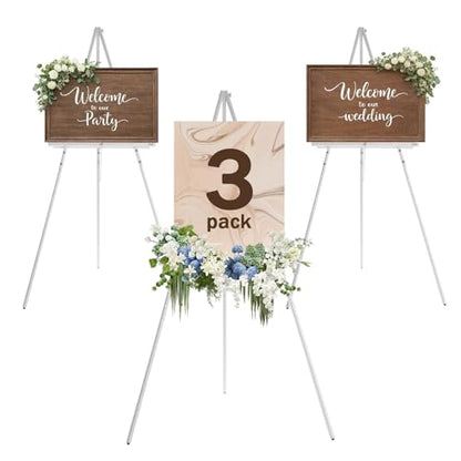 DJAR 3 Pcs 63" Adjustable Wooden Display Easel Stand for Sign - color: White, size: 3pcs