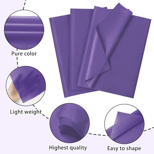 120 Sheets 14 x 20 Inch Purple Tissue Paper for Gift Bag Wrapping - color: Purple