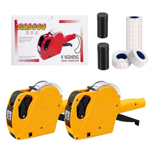 8 Digits Price Gun Pricing Tag Gun Price Maker with 5000 Labels - color: Yellow 2 Pack Price Gun