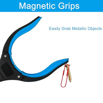6-Piece Reacher Grabber Set - 32" Foldable Aluminum Pickup Tool with Swivel Claw & Magnet (4 Pack) + 16" Stainless Steel & 12" Iron Mini Grabbers, Heavy Duty Trash Picker & Garden Nabber - color: 32"blue&yellow&orange+16"gray+12"black - 6pack