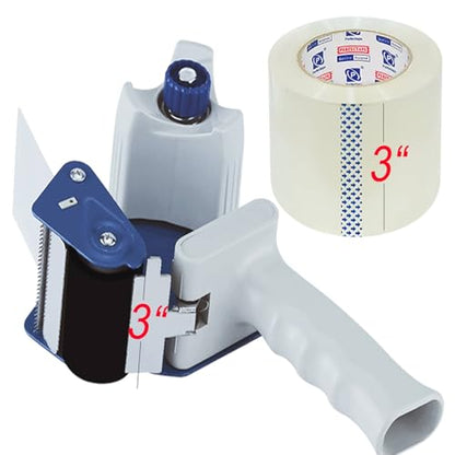 PERFECTAPE 3" Heavy Duty Packing Tape 1 Roll with 3" Tape Gun, 3" x 65Y - size: 1-PACK