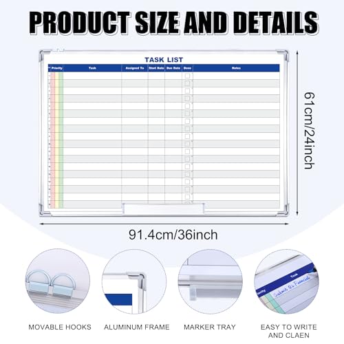 Lincia Large Dry Erase Task List 36 x 24 Inch Planner White Board - style: Task List