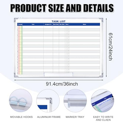 Lincia Large Dry Erase Task List 36 x 24 Inch Planner White Board - style: Task List
