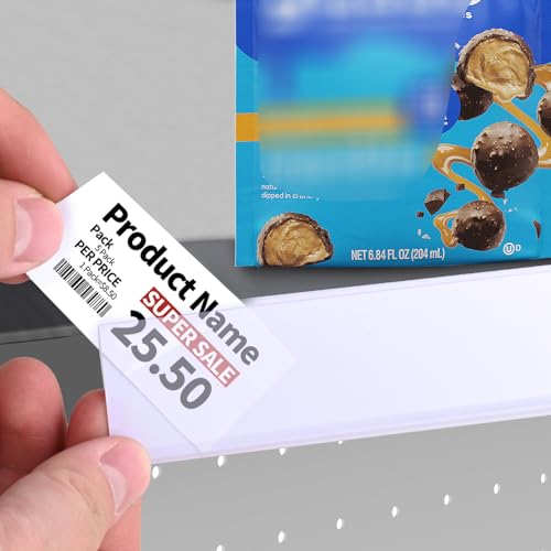 Shelf Label Strips 48" 100 Pack Self Adhesive 1.25”H Price Tag Holder Clear