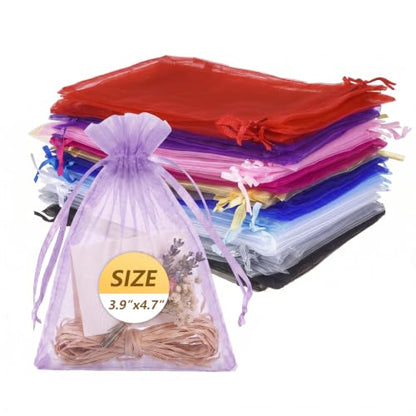 Wudygirl 100 PCS Organza Bags 3.9"x4.7" Gift Bags with Drawstring Mix - color: Mix, size: 3.9x4.7 IN