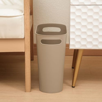 rejomiik Small Bathroom Trash Can, 3.5 Gallon Slim Garbage Can, Khaki - color: Khaki, size: 1 pack
