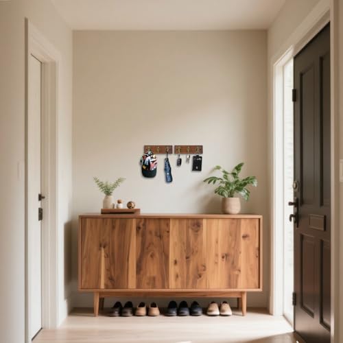 6.7 inch Wooden Key Holder for Wall, Decorative Key Rack with 3 Hooks