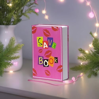 Book Safe with Key Lock - Hidden Diversion Safe for Cash & Jewelry, Anti-Theft Money Storage Box (9.5x6.2x2.2 Inch) | Hollow Book Secret Safe for Home/Office/Travel(Pink and Red lips - Key Lock) - color: Pink and Red lips - Key Lock