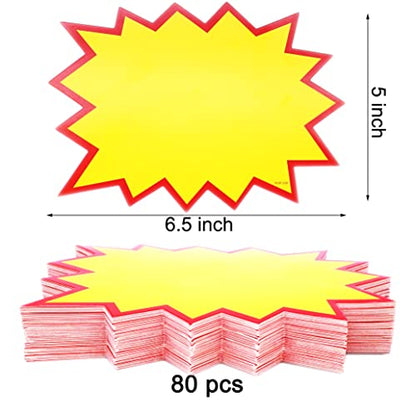 4.5x6.2in Yellow Blank Starburst Cutouts 80pcs Garage Yard Sales Price Tags