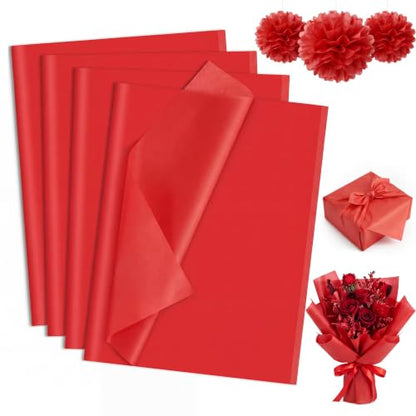 woric 160 Sheets Red Tissue Paper for Gift Bags 20 X 14 Inches - color: Red